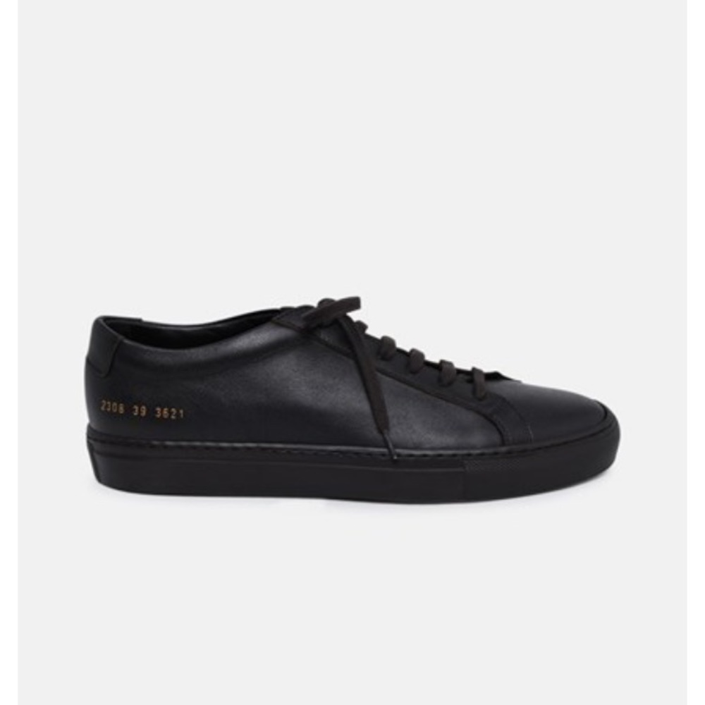 Black leather common projects, black laces, women size 6